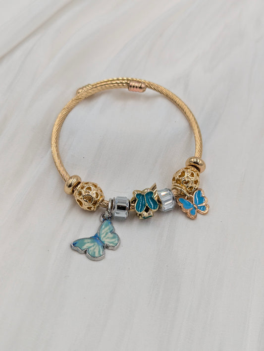 Blue Butterfly Charm Bracelet