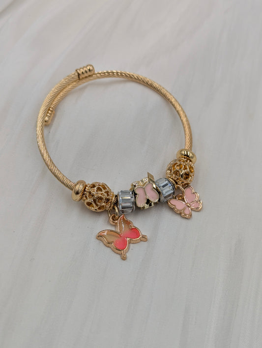 Pink Butterfly Charm Bracelet