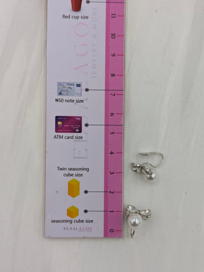 Pearl Bow Clip On Earrings