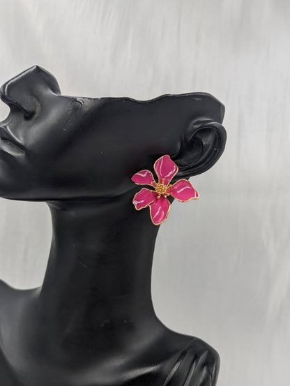 Pink Flower Earrings